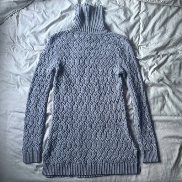Jeanne Pierre Sweater Women’s S Gray Cable Knit Turtleneck Fisherman Pullover - Picture 4 of 8